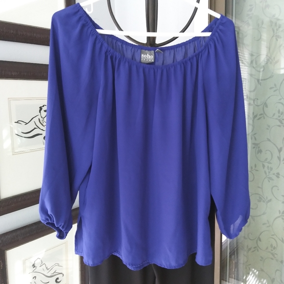 SOHO Purple flowy blouse. - Picture 4 of 5